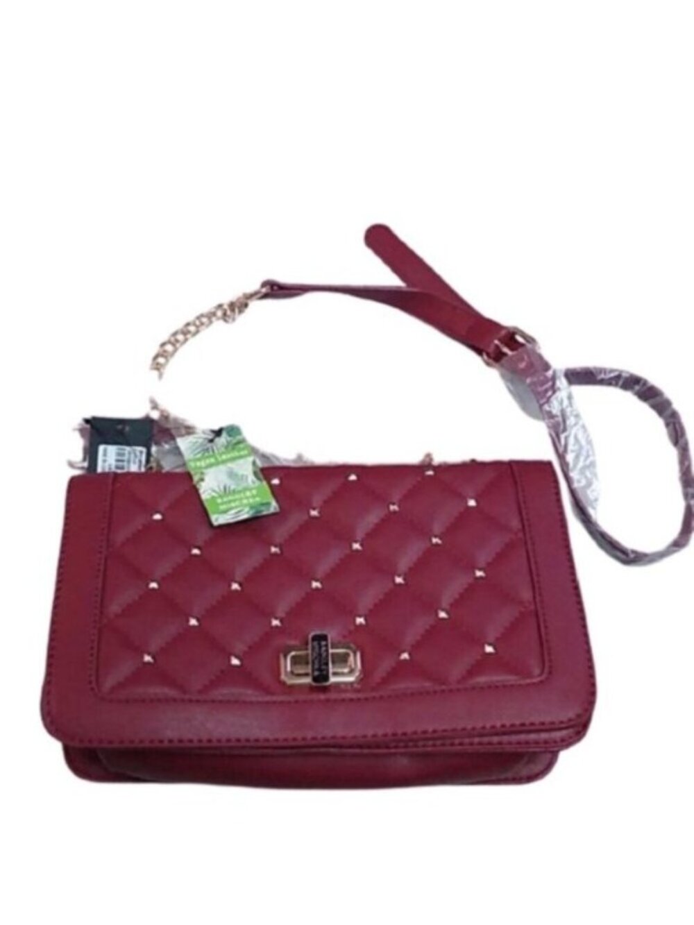 Badgley Mischka Crossbody Bag Purse with Studs, Wine